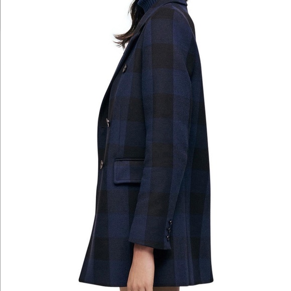 NWT $525 MAJE GOLDAN COAT in a Black / Navy Checkered Print - size 34 / US XS! - Picture 7 of 9